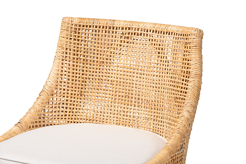 Saverio Modern Bohemian Natural Brown Rattan Bar Stool