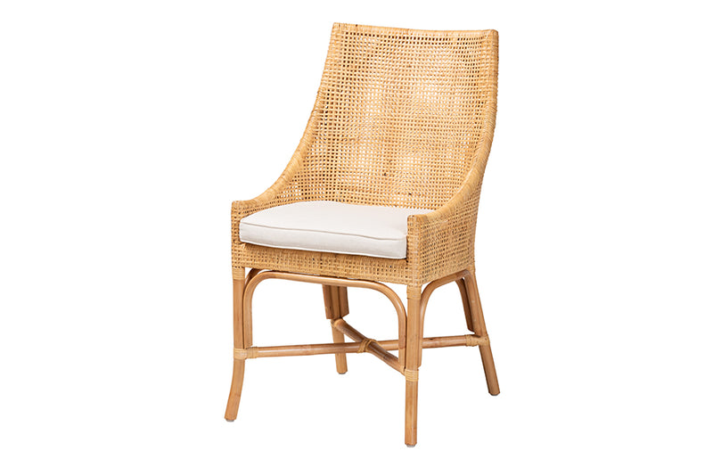 Saverio Modern Bohemian Natural Brown Rattan Dining Chair