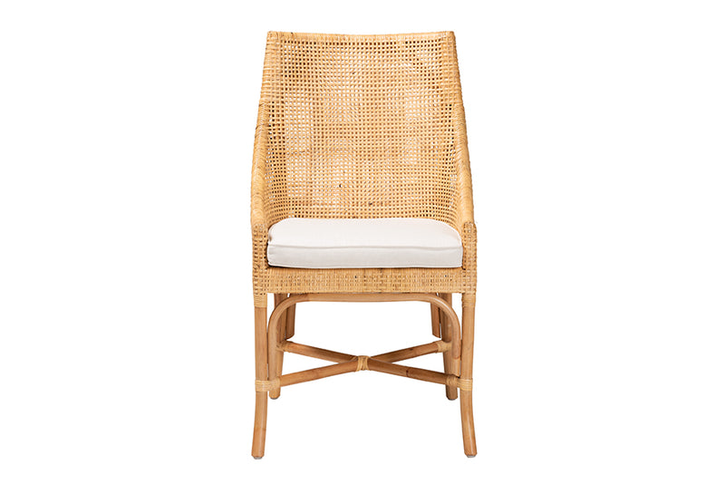 Saverio Modern Bohemian Natural Brown Rattan Dining Chair