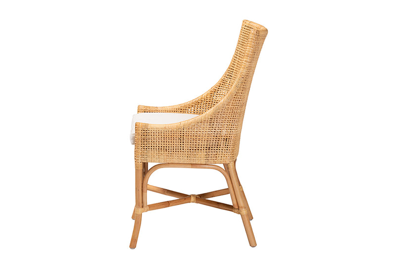 Saverio Modern Bohemian Natural Brown Rattan Dining Chair