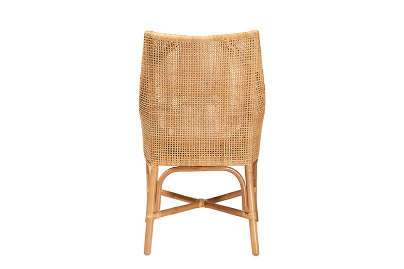 Saverio Modern Bohemian Natural Brown Rattan Dining Chair