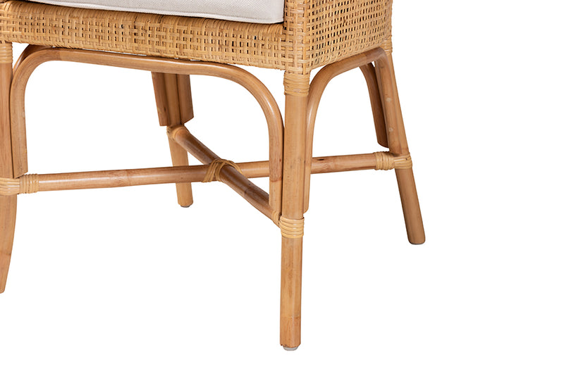 Saverio Modern Bohemian Natural Brown Rattan Dining Chair