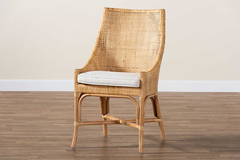 Saverio Modern Bohemian Natural Brown Rattan Dining Chair