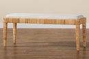 Lumines Natural Brown Rattan and Mahogany Wood Bench Baxton