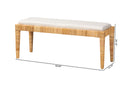 Lumines Natural Brown Rattan and Mahogany Wood Bench Baxton