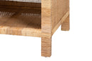 Saverio Natural Brown Mahogany Wood and Natural Rattan 1-Drawer Console Table Baxton