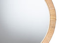 Saverio Natural Brown Mahogany Wood and Natural Rattan Round Mirror Baxton