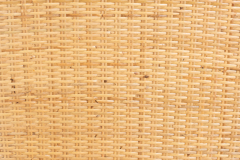 Ravenna Oak Brown Finished Mahogany Wood and Natural Rattan Dining Chair Baxton