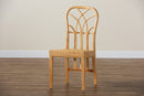 Ravenna Oak Brown Finished Mahogany Wood and Natural Rattan Dining Chair Baxton