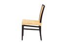 Azmi Dark Brown Mahogany Wood and Natural Rattan Dining Chair Baxton
