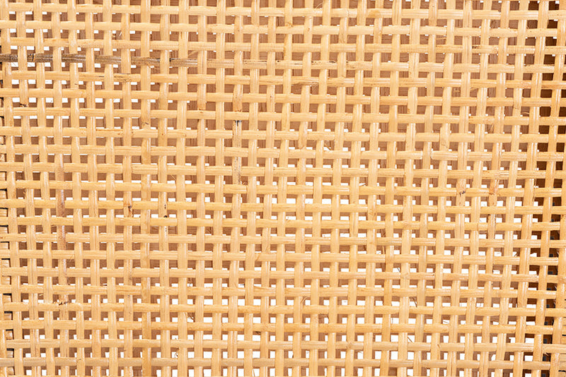 Azmi Dark Brown Mahogany Wood and Natural Rattan Dining Chair Baxton