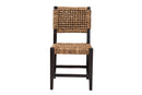 Delilah Dark Brown Mahogany Wood and Seagrass Dining Chair Baxton