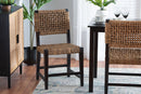 Delilah Dark Brown Mahogany Wood and Seagrass Dining Chair Baxton