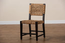Delilah Dark Brown Mahogany Wood and Seagrass Dining Chair Baxton