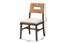 Iria Dark Brown Finished Mahogany Wood and Natural Rattan Dining Chair Baxton