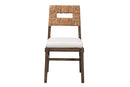 Iria Dark Brown Finished Mahogany Wood and Natural Rattan Dining Chair Baxton