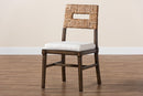 Iria Dark Brown Finished Mahogany Wood and Natural Rattan Dining Chair Baxton