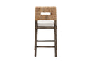 Iria Dark Brown Finished Mahogany Wood and Natural Rattan Counter Stool Baxton