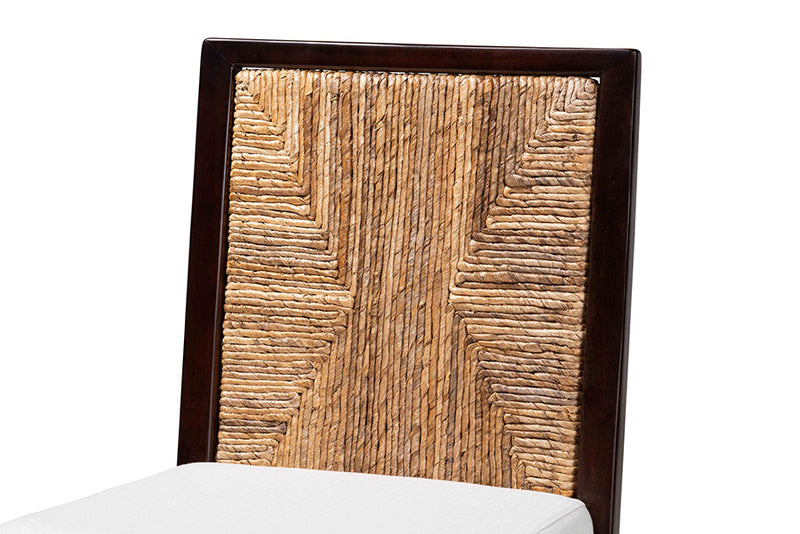Ani Dark Brown Mahogany Wood and Natural Seagrass Dining Side Chair Baxton