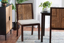 Ani Dark Brown Mahogany Wood and Natural Seagrass Dining Side Chair Baxton