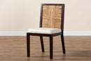 Ani Dark Brown Mahogany Wood and Natural Seagrass Dining Side Chair Baxton