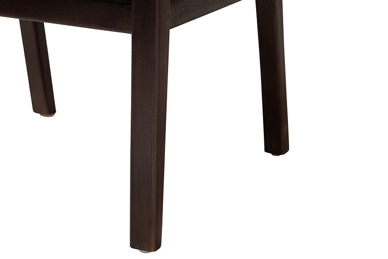 Ani Modern Bohemian Dark Brown Mahogany Wood and Natural Seagrass Dining Arm Chair