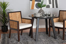 Ani Dark Brown Mahogany Wood and Natural Seagrass Dining Arm Chair Baxton