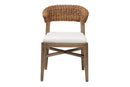 Stewart Walnut Brown Finished Mahogany Wood and Natural Rattan Dining Chair Baxton