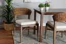 Stewart Walnut Brown Finished Mahogany Wood and Natural Rattan Dining Chair Baxton