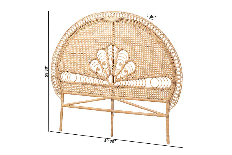 Giordano Natural Brown Rattan Queen Size Standalone Headboard Baxton