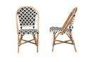 Georgina Black and White Weaving Natural Rattan 2Pc Bistro Chair Set Baxton