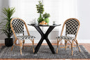 Georgina Black and White Weaving Natural Rattan 2Pc Bistro Chair Set Baxton