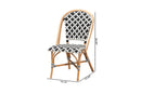 Georgina Black and White Weaving Natural Rattan 2Pc Bistro Chair Set Baxton