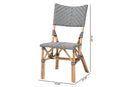 Pierre Black and White Weaving and Natural Rattan Bistro Chair Baxton