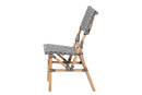 Pierre Black and White Weaving and Natural Rattan Bistro Chair Baxton