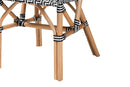 Pierre Black and White Weaving and Natural Rattan Bistro Chair Baxton