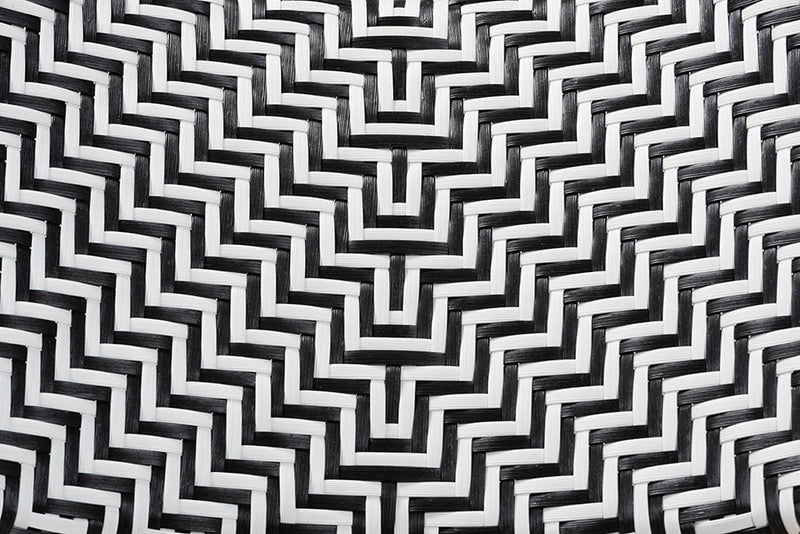 Pierre Black and White Weaving and Natural Rattan Bistro Chair Baxton