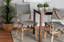 Pierre Black and White Weaving and Natural Rattan Bistro Chair Baxton