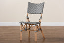 Pierre Black and White Weaving and Natural Rattan Bistro Chair Baxton