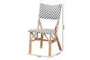 Delphine Gray and White Weaving and Natural Rattan Bistro Chair Baxton