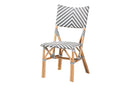 Delphine Gray and White Weaving and Natural Rattan Bistro Chair Baxton