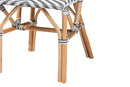 Delphine Gray and White Weaving and Natural Rattan Bistro Chair Baxton