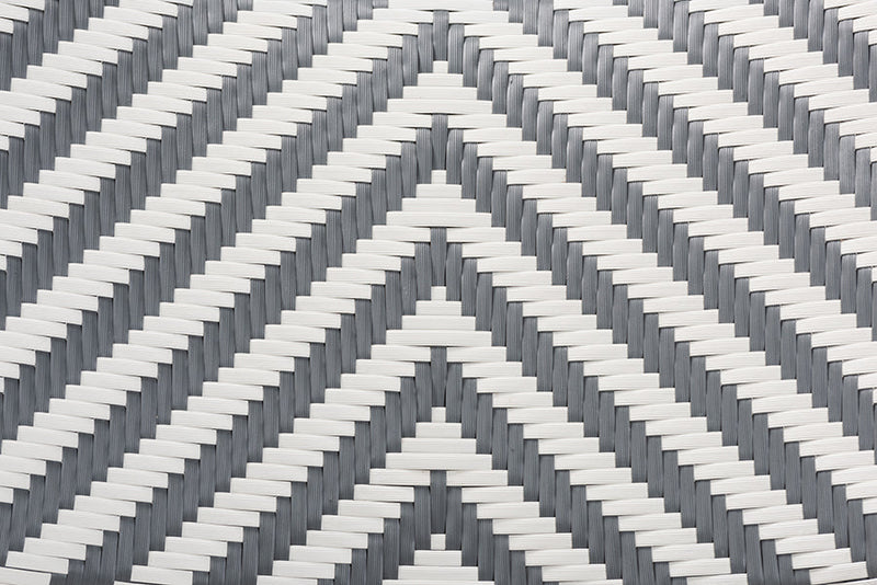 Delphine Gray and White Weaving and Natural Rattan Bistro Chair Baxton