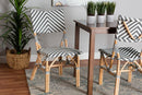 Delphine Gray and White Weaving and Natural Rattan Bistro Chair Baxton