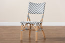 Delphine Gray and White Weaving and Natural Rattan Bistro Chair Baxton