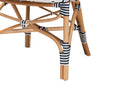 Hadley Blue and White Weaving and Natural Rattan Bistro Chair Baxton