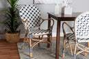 Hadley Blue and White Weaving and Natural Rattan Bistro Chair Baxton