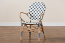 Hadley Blue and White Weaving and Natural Rattan Bistro Chair Baxton