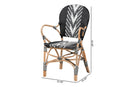 Adrika Two-Tone Black and White Weaving and Natural Rattan Dining Chair Baxton