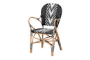 Adrika Two-Tone Black and White Weaving and Natural Rattan Dining Chair Baxton
